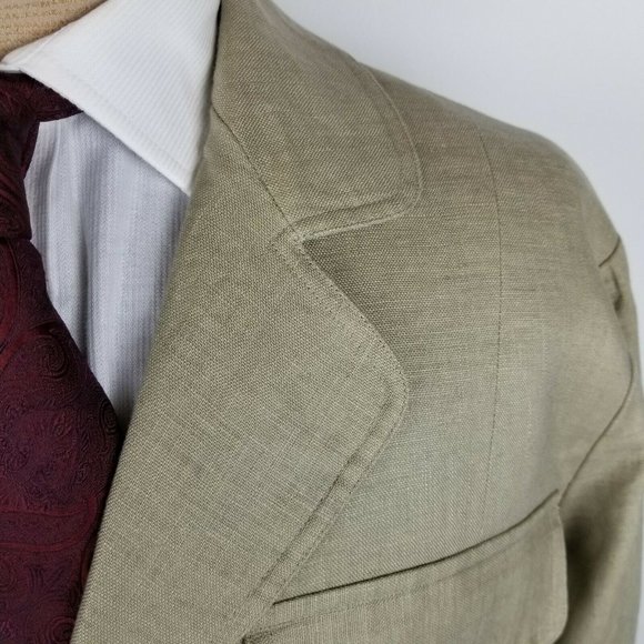 New Jospeh Abboud Baja Mens Jacket Pure Linen Tan - Picture 6 of 12